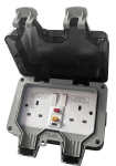 IP66 Weatherproof Switched Socket RCD Passive 2 Gang 13A