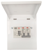 METAL 4 MODULE ENCLOSURE C/W 63A DP RCD-30mA 1XB6 -MCB & 1XB16