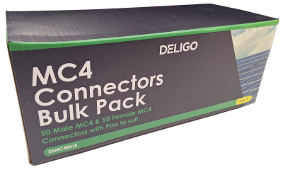 50 MC4 Connectors Male & Female 30A 1kV Bulk Pack