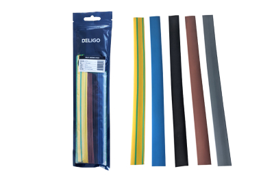 9.5mm-4.5mm HEAT SHRINK PACK 3PS EACH BL/BU/BR/GY/G+Y 250MM