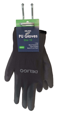 PU Gloves Black Size 10