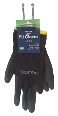 PU Gloves Black Size 8