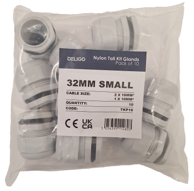 32MM NYLON TAIL KIT GLAND 2x16mm² & 1x10mm² **PACK 10**